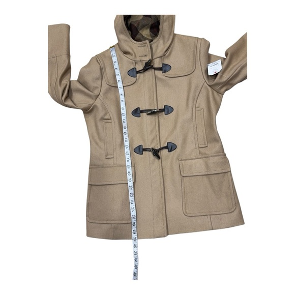 St. John’s Bay Petite Cashmere Blend Hooded Toggle Coat Caramel Latte NWT PL - Picture 8 of 16